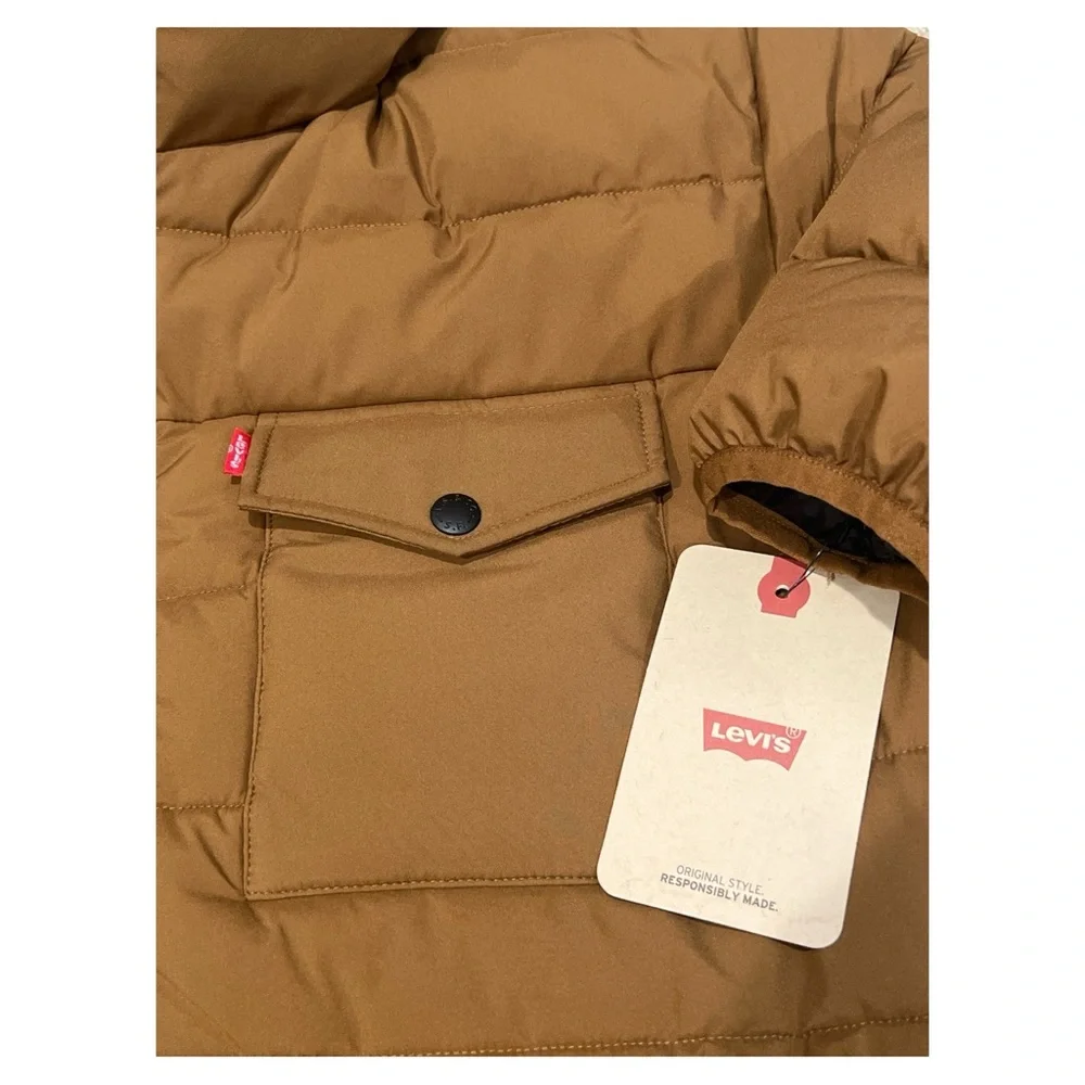 Levi's Men's Strech Hooded 2 Chest‎ Pocket Puffer Quilted Jacket Size XL